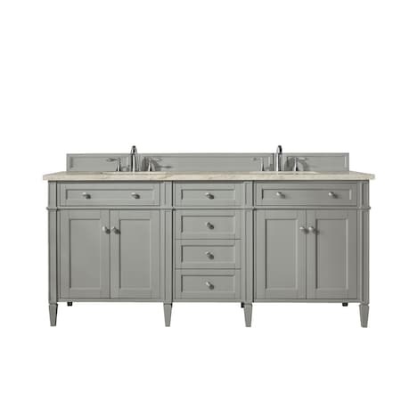 James Martin Vanities Brittany 72" Double Vanity, Urban Gray, w/ 3 CM Tajnar Eclos Top 650-V72-UGR-3TJR