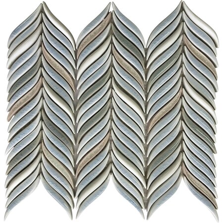 Apollo Tile White; Blue 10.2 in x 11.8 in Ceramic Glossy Wall Mosaic Tile 4.18 sqft/case, 5PK APLCMC8801A