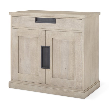 Homeroots 19in Brown Solid Wood Accent Cabinet With Two Doors And One Drawer 727714