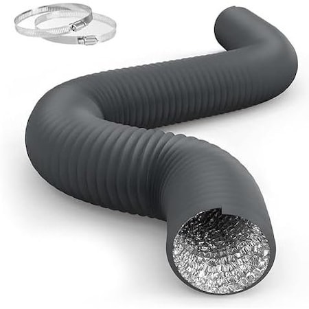 Ipower HealSmart 4 Inch 8 FT Flexible Aluminum Ducting, Gray GLDUCT4X8CPVCGRY