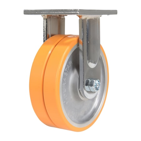 Vestil Sirius Polyurethane Dual Rigid Caster 6 In. Diameter x 2 In. Width 1500 lb Orange/Gray CST-FXE-6X2DSI-R