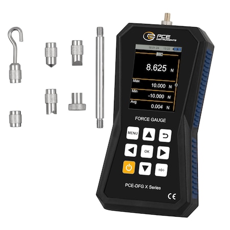 Pce Instruments Force gauge for tension and compression, measures 10 N / 2.25 lbf with high resolution PCE-DFG 10 X
