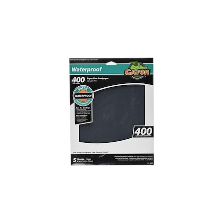 Gator Finishing Sanding Sheet, 9 in L, 11 in W, 400 Grit, Very Fine, Silicone Carbide Abrasive, 5PK 4472