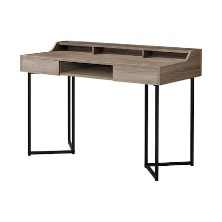 Homeroots 48" Taupe and Black Writing Desk With Two Drawers 333483