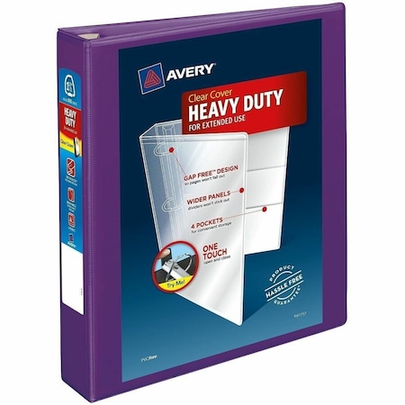 Avery reg HeavyDuty View Binders Locking One Touch EZD Rings, Purple AVE79774
