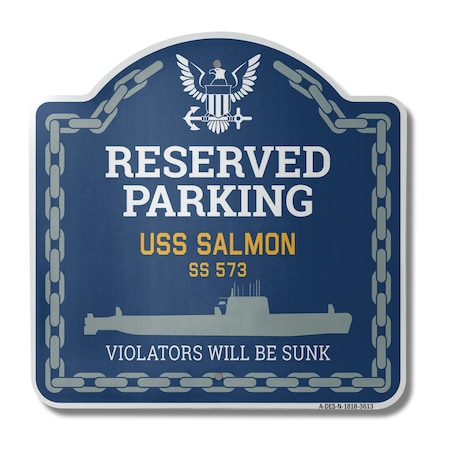 Signmission USS SALMON SS 573, 18 Inch x 18 Inch, Heavy Gauge Aluminum A-DES-N-1818-3613