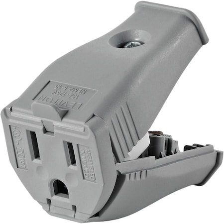 Leviton 15A 125V 3-Wire 2-Pole Clamp Tight Cord Connector Gray 001-3W102-0GY