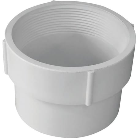Genova CANPLAS Pipe Adapter, 6 in, FNPT x Hub, PVC, White 414336BC