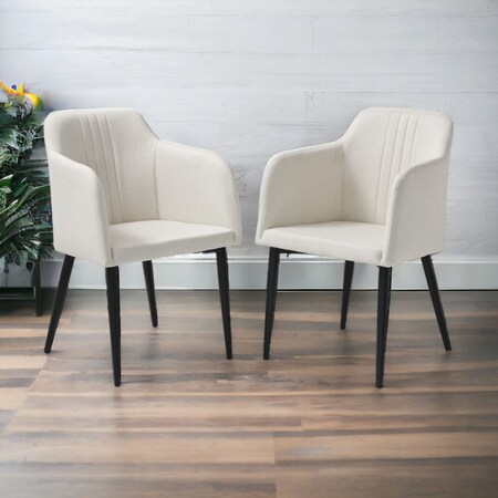 Homeroots Set of Two 23" Off White and Black Upholstered Arm Chair 526462
