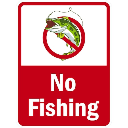Lyle No Fishing (with graphic), 18x24, High Intensity Prismatic, White G-10449-HI_18x24