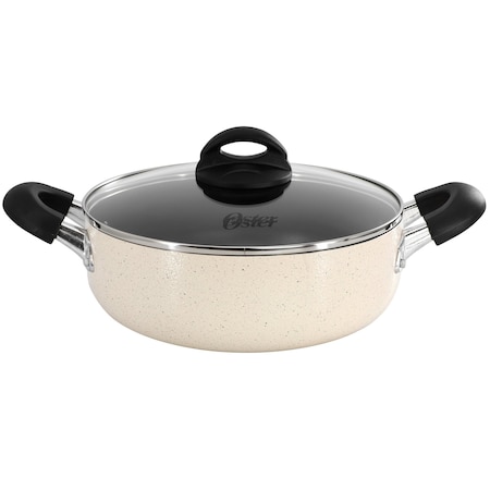 Oster Clairborne 3.6 Quart Nonstick Aluminum Caldero with Lid in Linen 142247.02