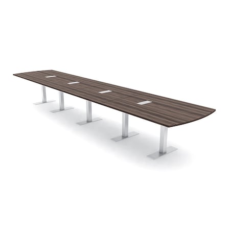 Skutchi Designs 20 Person Conference Table With Power Unit | 20' Arc Rectangle Table | Harmony Series HAR-AREC-48X240-T-H3041-ESIL