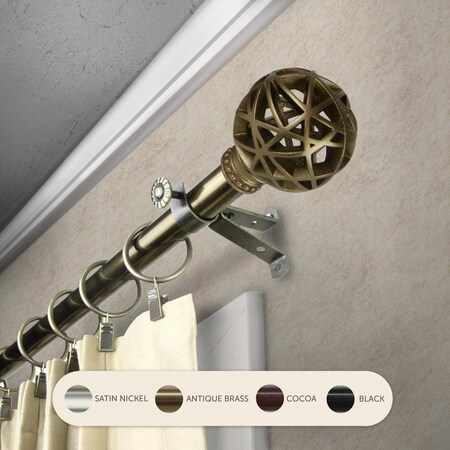 Central Design 0.8125 in. Arabella Curtain Rod with 120 to 170 in. Extension, Antique Brass 4888-994