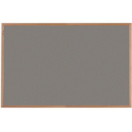 Aarco VIC Cork Bulletin Board, Red Oak Frame, Clear Lacquer Finish, Mushroom Medley 48''Hx72''W OW4872208