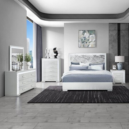 Global Furniture Usa Contemporary Naomi Silver Marble Full Bed Group NAOMI-SILVER MARBLE-FBG