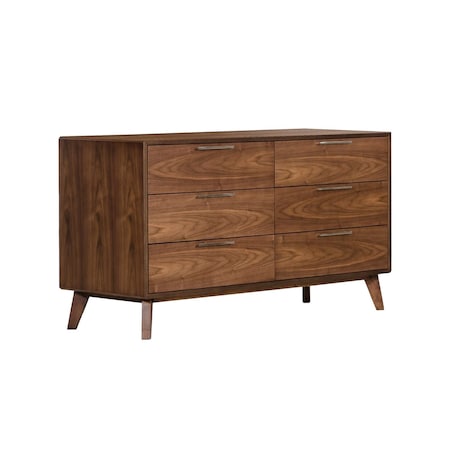 Homeroots 51" Brown Solid and Manufactured Wood Six Drawer Double Dresser 283797