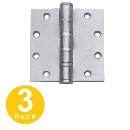 Global Door Controls 5 in. x 4.5 in. Commercial Full Mortise Square Corner Door Hinge with Fixed Pin - Pack of 3 CP5045BBNRP26D3