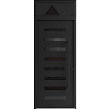 Vdomdoors Aluminum Door Iron 0188 Black Entry Steel Metal Classic Painted 36 x 92 (36 x 80+12)-Right Inswing IRON0188EXD-BLK-W36xH80+12-RH-I