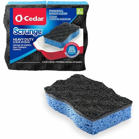 O-Cedar Scrunge Heavy Duty Sponge For All Purpose 4.25 in. L 2 pk 148377