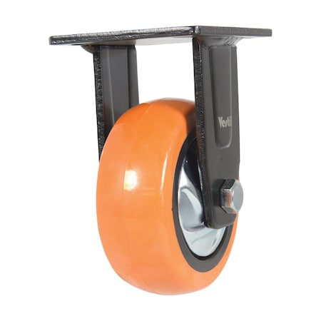 Vestil Polyurethane Rigid Caster 5 In. Diameter x 2 In. Width 639 Lb. Capacity Orange/Silver CST-E6-5X2PUP-R