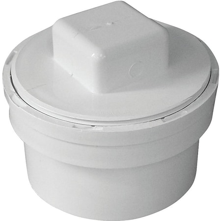 Genova CANPLAS Cleanout Body with Threaded Plug, 4 in, Spigot x FNPT, PVC, White 414274BC