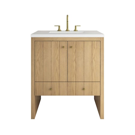 James Martin Vanities Hudson 30" Single Vanity, Light Natural Oak w/ 3 CM White Zeus Silestone Top 435-V30-LNO-3WZ