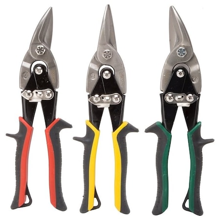 Vulcan Aviation Snip Set, 10-1/8 in OAL, Left/Right/Straight Cut, Chrome Vanadium Steel Blade JL-TS3PCS
