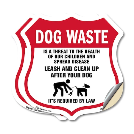 Signmission Dog Poop Shield Sign Dog Waste Is A Thre, 18 inch X 18 inch, Vinyl Decal, 2PK SHI-D-2PACK-18-374