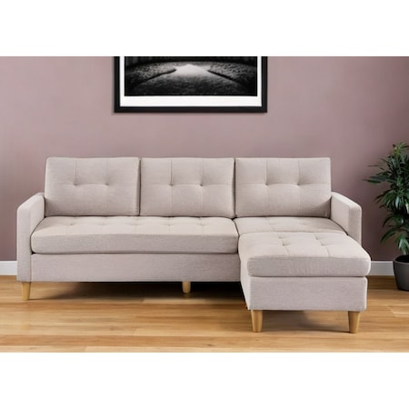 Homeroots 87" Beige Polyester Blend Sofa With Ottoman With Natural Legs 544960