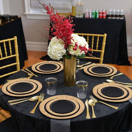 Smarty Had A Party 7.5" Black with Gold Marble Rim Disposable Plastic Appetizer/Salad Plates (120 Plates), 120PK 877BG-CASE