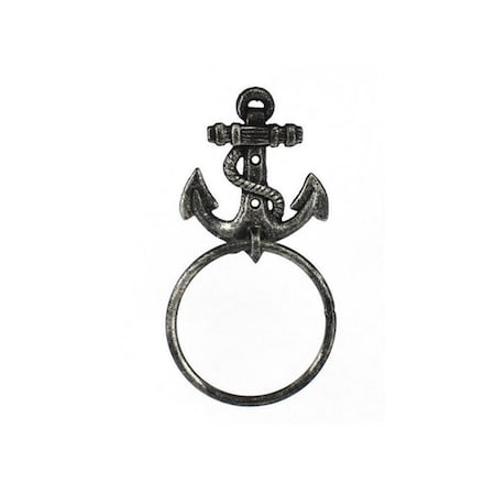 Handcrafted Decor Antique Silver Cast Iron Anchor Towel Holder- 8.5 in. K-0102-silver