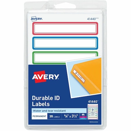 Avery Multipurpose Label, 3 1/2" Label W, 5/8" Label H, 7 Labels per Sheet 41440