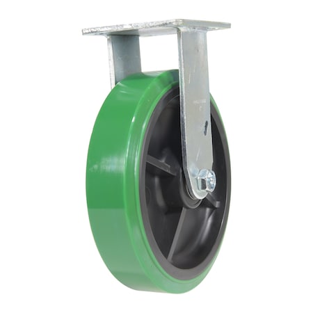 Vestil Polyurethane Rigid Caster 8 In. Diameter x 2 In. Width 1000 Lb. Capacity Green/Black CST-F34-8X2DT-R