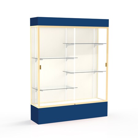 Ghent Lighted Floor Display Case 60x80x16, Plaque, Champange 3175PB-GD-NY