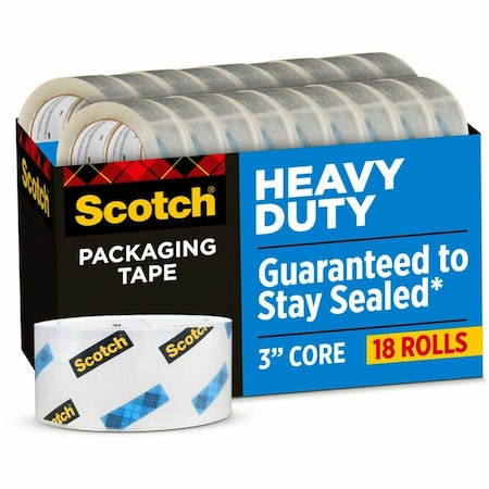 Scotch Heavy Duty Packaging Tape, Clear, PK18 3850-18CP