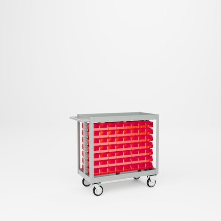 Pucel Stock Cart with 7 Bin Retaining Rails, 36 in W x 18 in D x 36 in H, Red SRC-1836-7B