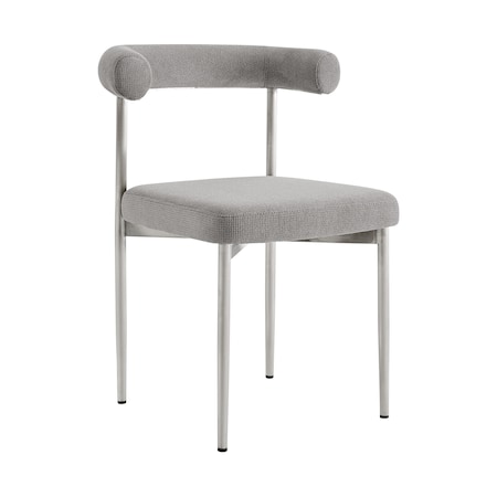 Homeroots Set of Two Gray And Silver Upholstered Polyester Open Back Dining Side Chairs 569410