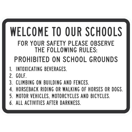Lyle Welcome To Our Schools For Your Safety Please, 24x18, Non-Reflective, White G-12138-NA_24x18