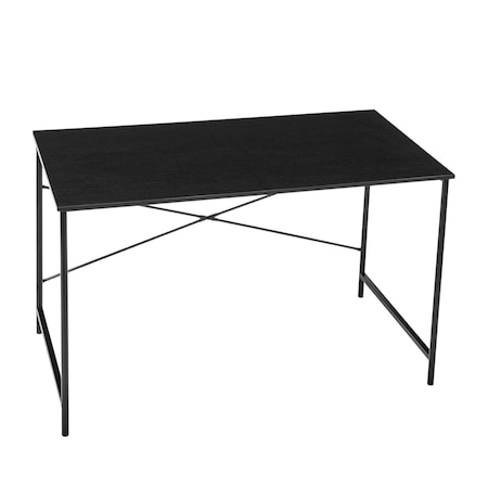 Homeroots 47" Black Wood and Stainless Steel Computer Desk 568045