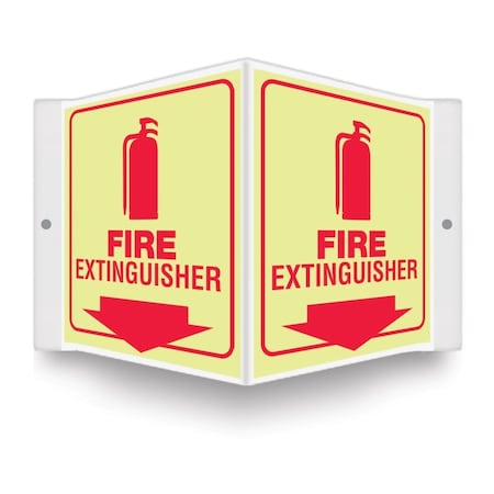 Accuform Fire Extinguisher Sign, 6X8-1/2", WHT/R PSP348