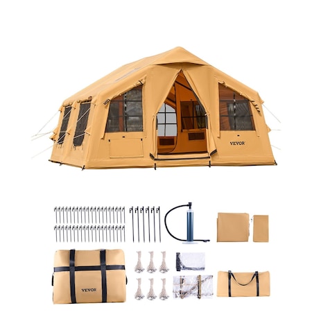 Vevor Inflatable Tent for Camping 8-12 Person Glamping Tent with Pump Easy Set up 121011-17-331-08C