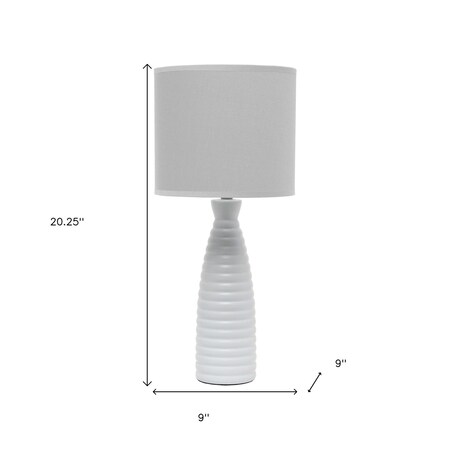 Homeroots 20" Gray Ceramic Round Table Lamp With Gray Drum Shade 643434