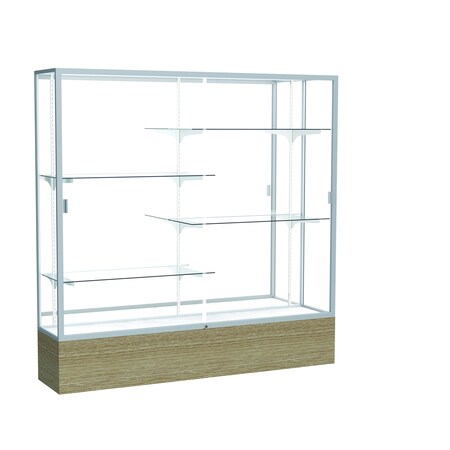 Ghent 72''H x 72''W x 16''D Reliant Driftwood Oak Display Case w/ Mirror Back & Satin Frame 2076MB-SN-DK