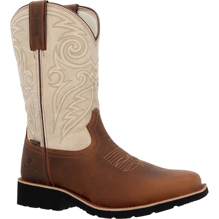 Rocky Men's Western Boot, 13 W, 12 in H, Brown and Bone RKW0440