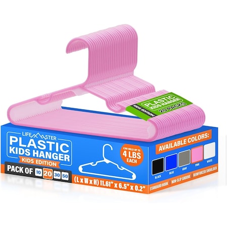 Lifemaster Plastic Kids Clothes Hanger, Children Clothes Hanger with Shoulder Notch, 11.6 Inch Space-Saving LMPKH20PK