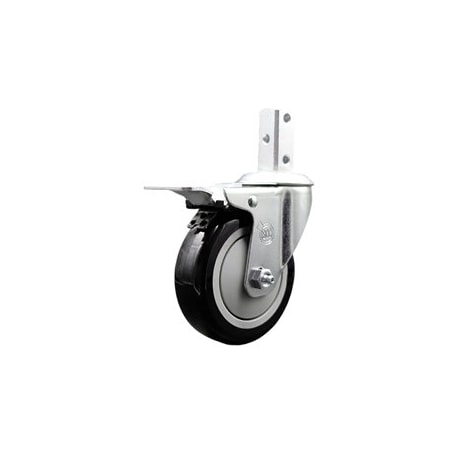 Service Caster 4 Inch Black Poly Wheel Swivel 7/8 Inch Square Stem Caster with Total Lock Brake SCC-SQTTL20S414-PPUB-BLK-78