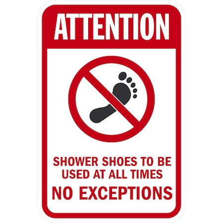Lyle Attention Shower Shoes To Be Used At All Times No, 12x18, Non-Reflective, White G-4777-NA_12x18