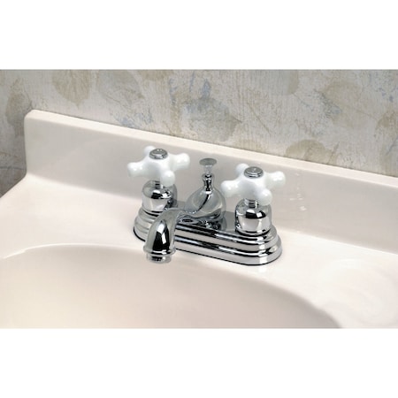 Home Impressions Chrome 2-Handle Cross Knob 4'' Centerset Bathroom Faucet with Pop-Up F5111129CP-JPA3