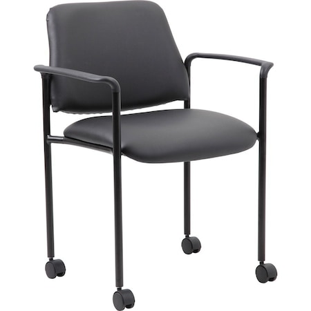 Boss Square Back Diamond Stacking Chair with Arm In Black Caressoft B9503R-CS