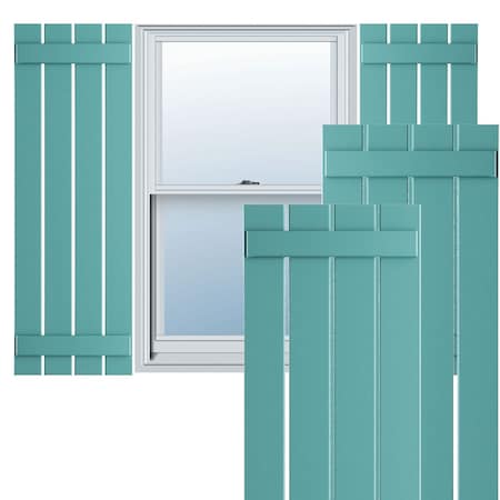 Ekena Millwork True Fit PVC, Four Board Spaced Board-n-Batten Shutters, Pure Turquoise , 23W x 36H, PR TFP101SBF23X036PT